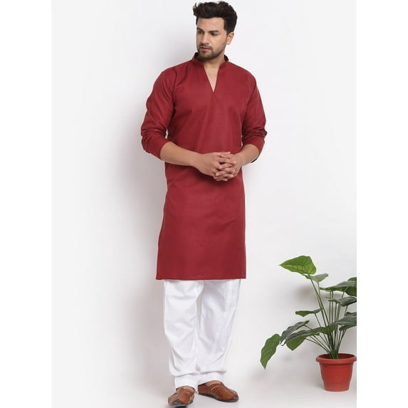 eloria Men's Traditional Maroon Regular Kurta with Salwar