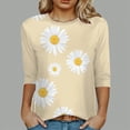 thumbnail image 4 of Towmus Women's 3/4 Sleeve Summer Tops Plus Size T Shirts Loose Fit Crew Neck Casual Tops Summer Sunflower Print Shirts Elbow Length Graphic Tees, 4 of 4