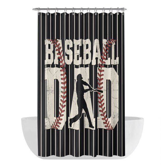 Black Father's Day Shower Curtain - Water Repellent Fabric Shower Curtains Washable, Farmhouse Striped Vintage Art Decorative Polyester Cloth Bathroom Curtains Modern Bath Decor 36"x72"