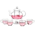 thumbnail image 1 of 6 pcs Tea Set 1pc Tea Pot with 4pcs Cups and 1pc Warmth Teaware Flowers Tea Sets Kungfu Teaware, 1 of 8