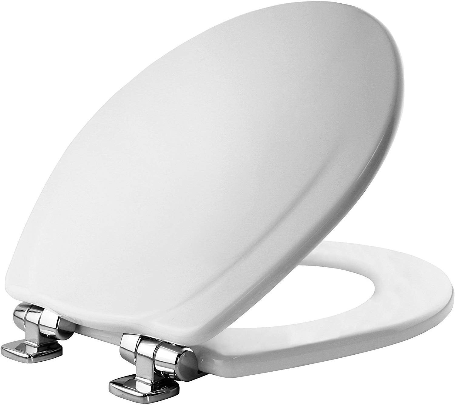 MAYFAIR 830CHSLB 000 Toilet Seat with Chrome Hinges will Slow Close and