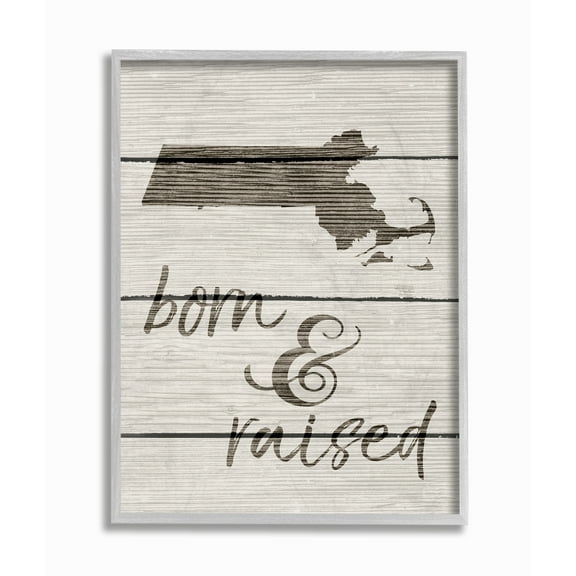 Stupell IndustriesBorn and Raised MassachusettsFramed Wall Art by Daphne Polselli