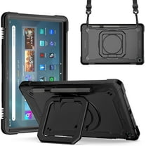 zukof Case for Amazon Fire Max 11" Tablet, Kids friendly Dual Layer Heavy Duty Hybrid Rugged Shockproof Protective Cover Case with Kickstand and strap for 2023 Fire Max (Black/Black)
