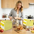 thumbnail image 5 of Toaster Cover 4 Slice, Yellow Striped Dustproof Bakeware Oven Protector with Top Hook, Modern Farmhouse Yellow White Stripes Waterproof Small Kitchen Appliance Toasters Dust Cover, 12"x11"x8", 5 of 7