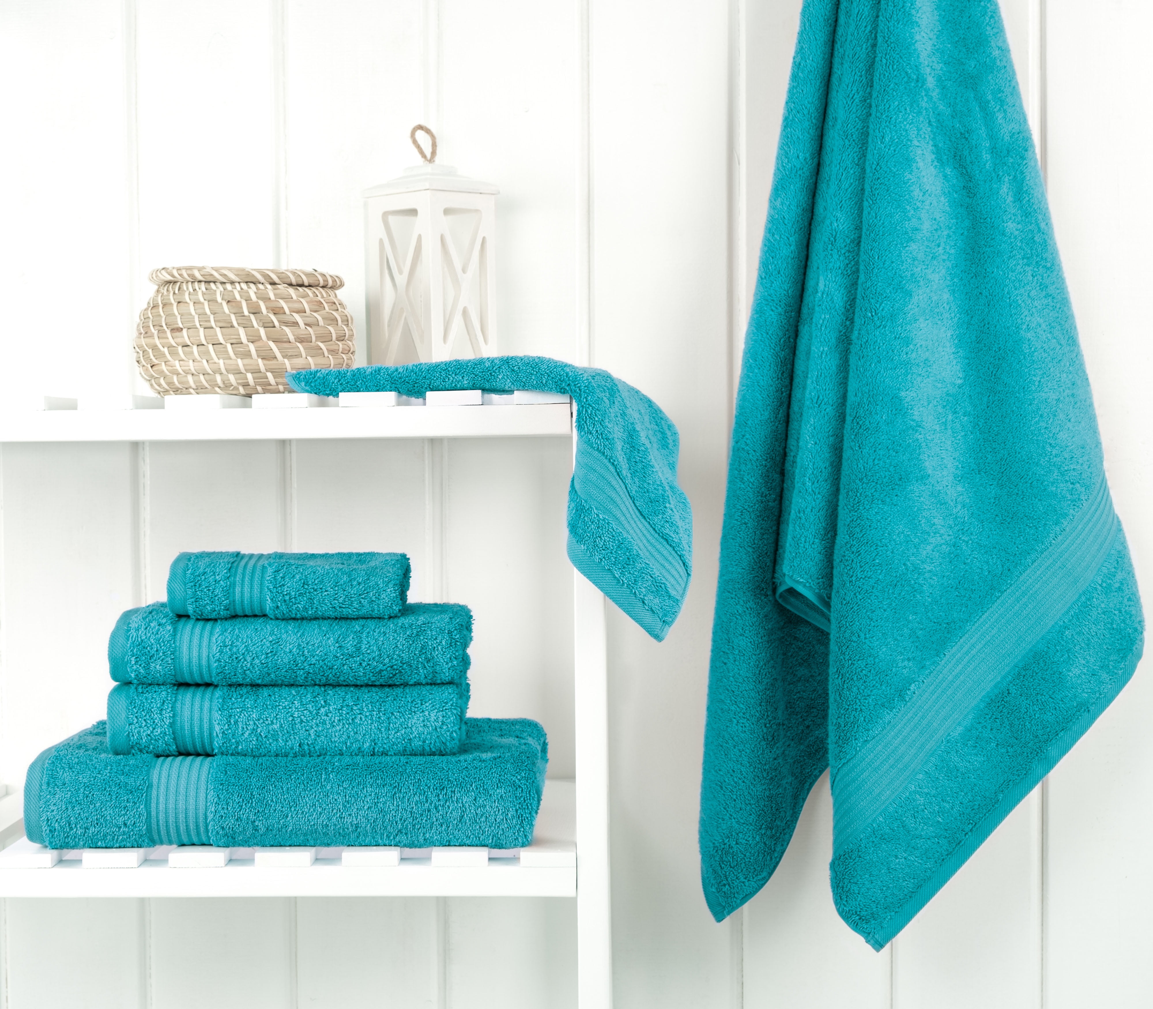 Cotton Paradise 100% Cotton 6 Piece Towel Set, Soft Absorbent Quick Dry Towels for Bathroom, Aqua Blue