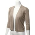 thumbnail image 2 of Cielo Women's 3/4 Sleeve Solid Open Front Cropped Bolero Shurug Light Cardigan, 2 of 5
