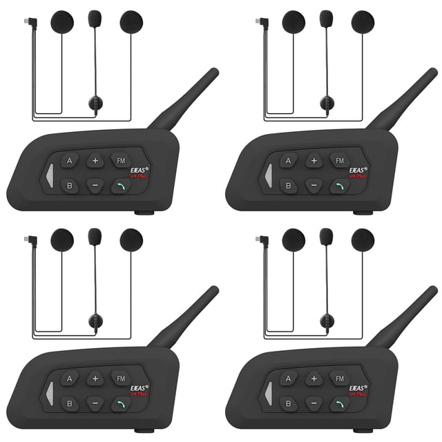 Intercomunicador Bluetooth para casco de motocicleta GaiRen V4 Plus, paquete de 4