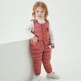thumbnail image 6 of Gubotare Girls Snow Pants Kids Toddler One Piece Snowsuits Fleece-Lined Front Pockets Snow Ski Jumpsuits with Hood Insulated Warm Winter Suits 6 12 Months (Watermelon Red,6-12 Months), 6 of 6