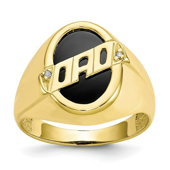 Auriga Fine Jewelry 10K Yellow Gold Men's Diamond and Black Onyx DAD Ring Size- 10