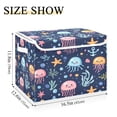 thumbnail image 5 of Yayeee Collapsible Cube Storage Bin with Lid Fabric Closet Decorative Basket with Handles, Yellow Jellyfish, 5 of 7