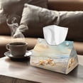 thumbnail image 4 of COEQINE PU Leather Tissue Box Cover Rectangle Tissue Case Holder Facial Tissue Dispenser for Vanity Countertop, Bedroom Dresser, Office Home Decorative, Beach Starfish Gold, 4 of 7