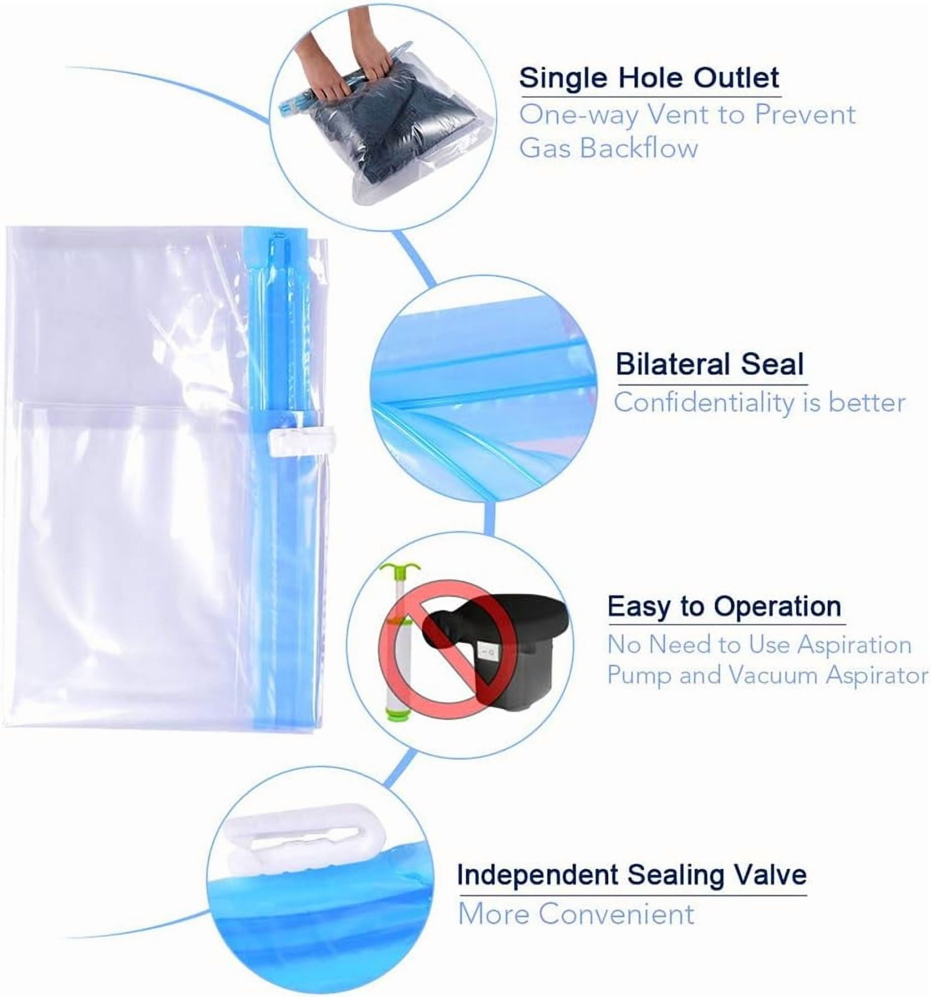 10 Pack Space Saver Bags, Compression Bags for Travel, Travel Essentials, Hand roll vacuum bag, No Vacuum or Pump Needed, Vacuum Storage Bags for Travel Accessorie, Travel and Home Packing Organizers