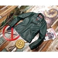 thumbnail image 4 of Envío. Chaqueta de piel de vaca gruesa verde vintage de marca gratis. Abrigo de cuero genuino suave de calidad. Tela japonesa Cool Rider, 4 of 4