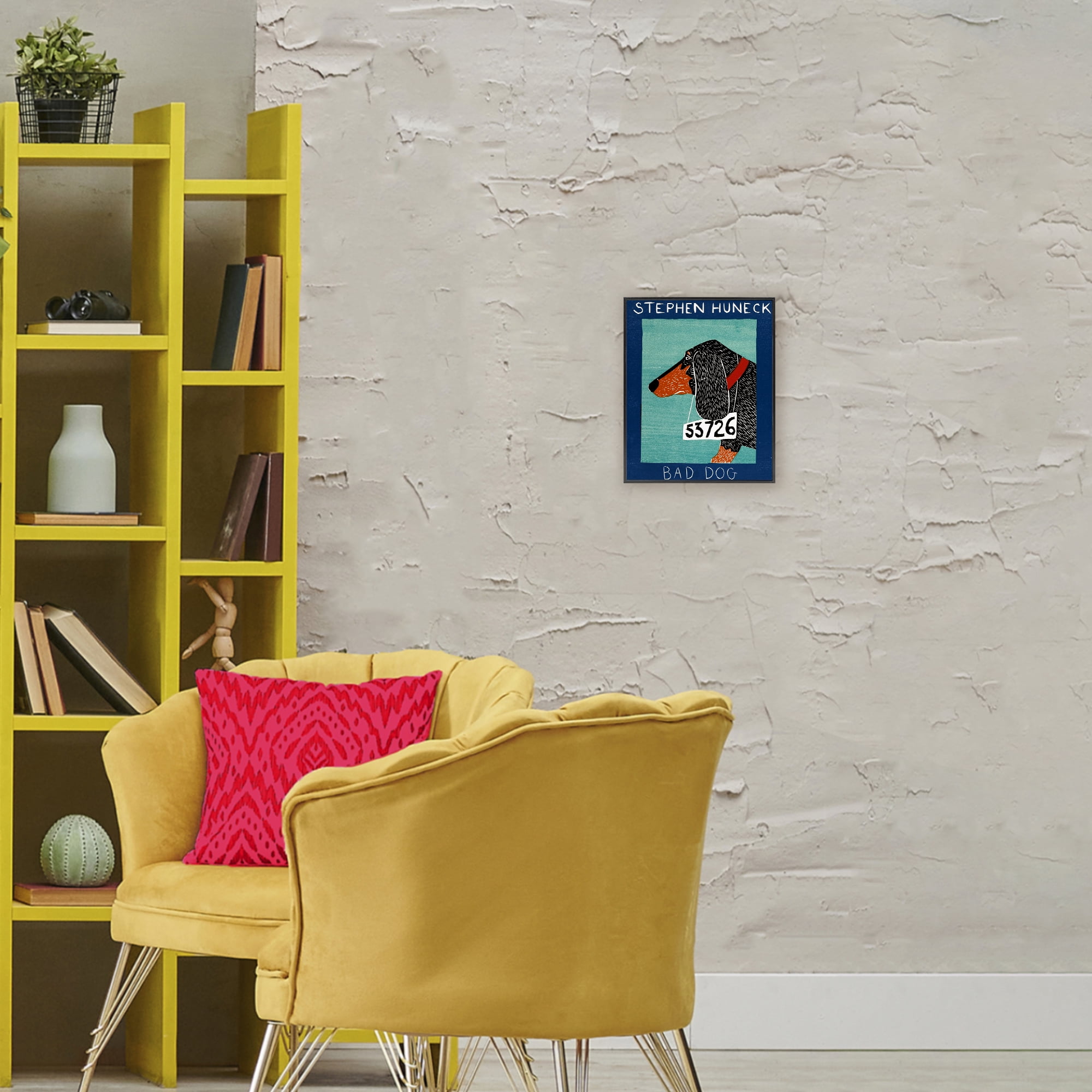 Bad Dog Dachshund Black Framed Giclee Art, design by Stephen Huneck