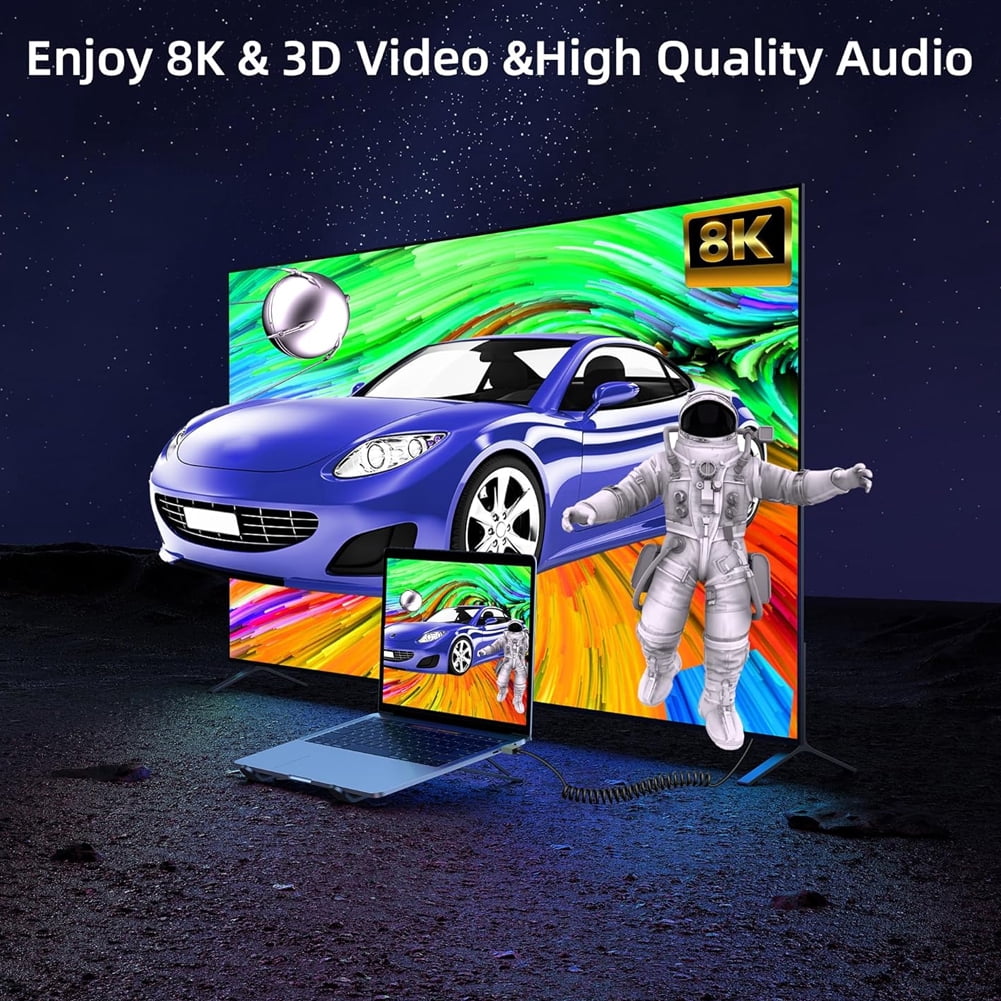 8K HDMI-Compatible To HDMI-Compatible Coiled Cable 48Gbps HDMI-Compatible To Mini/Micro HD Cable for Camera/Camcorder/PC/Monitor