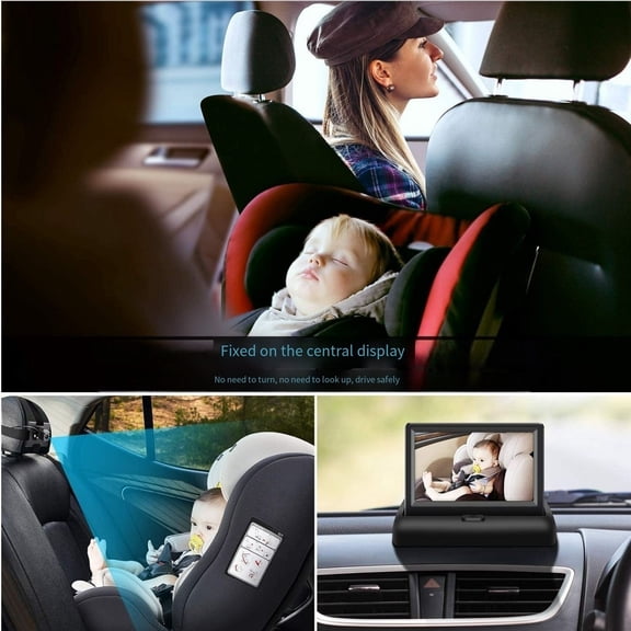 5-Inch AHD Baby Monitor with Rear View Camera for Infant Safety  Night Vision Car Seat Monitor