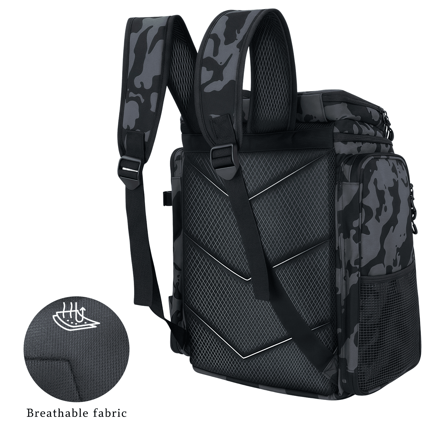 AGOPLEE Fishing Tackle Backpack, Tactical Fishing Sling Tackle Bag, Water Resistant Fishing Tackle Box Bag with Rod Holders