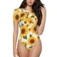 thumbnail image 1 of Balery Yellow Polka Dot Sunflower Body de cuello redondo de manga corta para mujer Tops de manga corta Tops básicos-Small, 1 of 7