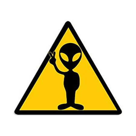 Triangle ALIEN Caution Sign Sticker Decal (sci fi decal) 4 x 4