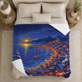 thumbnail image 5 of Serene Asian Mountain Village Glowing Lanterns, Peaceful Mountain Lake Scene, Warm Flannel Blanket for Cabin and Lodge, Outdoor Lovers Camping Gift, Rustic Home Decor, 5 of 9