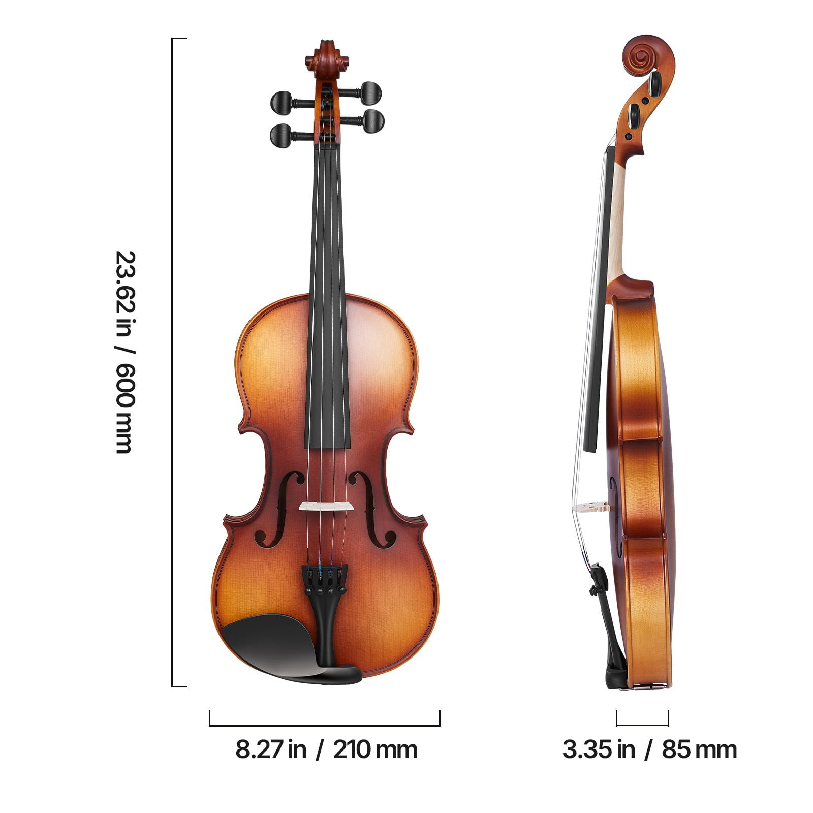 Violin 4/4 Full Size for Adults, Violin Fiddle Set for Beginners Student with Hard Case, Rosin, Bow, Shoulder Rest, Bridge, Extra Strings,Professional Solidwood Instrument (Matte Brown)