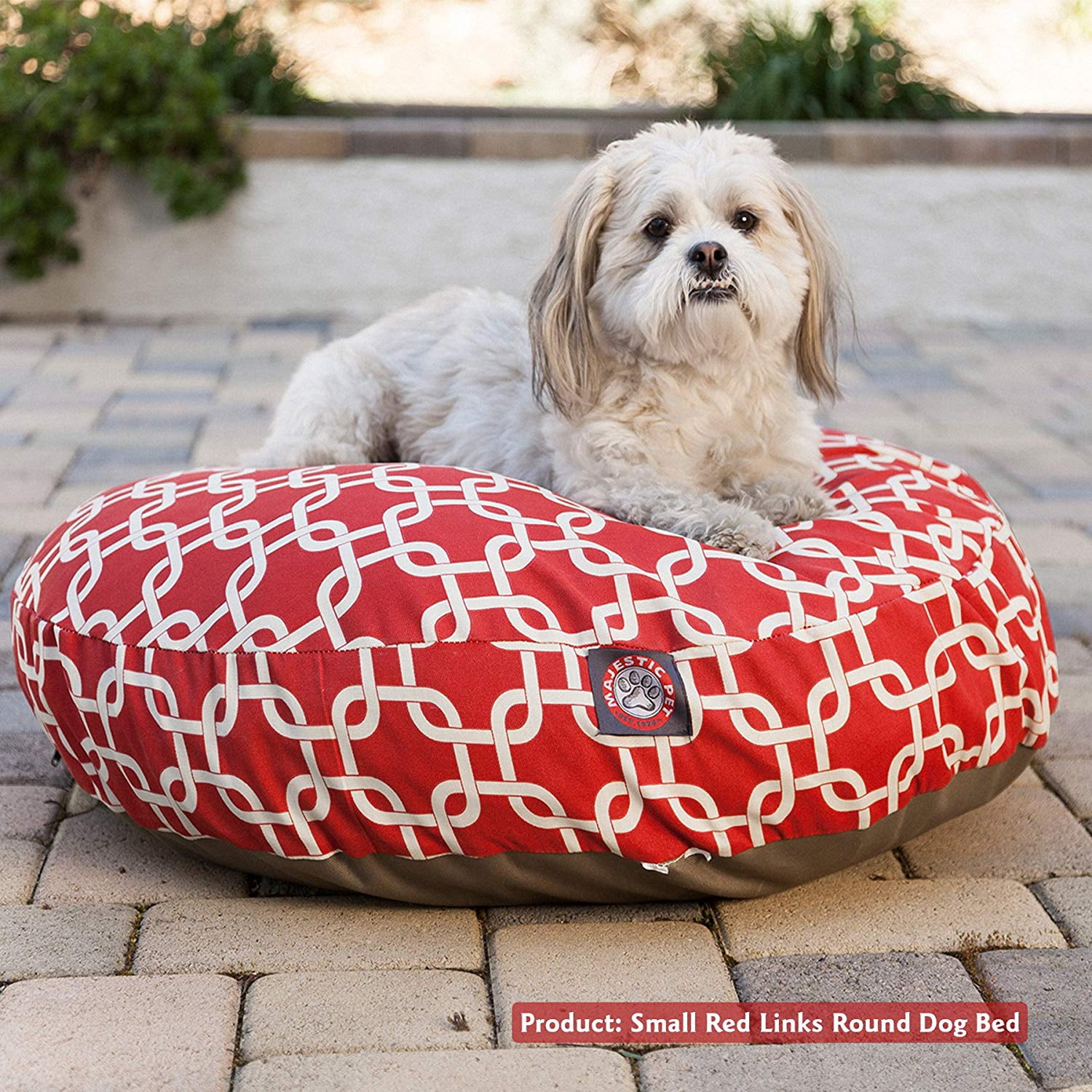 Majestic Pet Links Round Dog Bed Treated Polyester Removable Cover Machine Washable