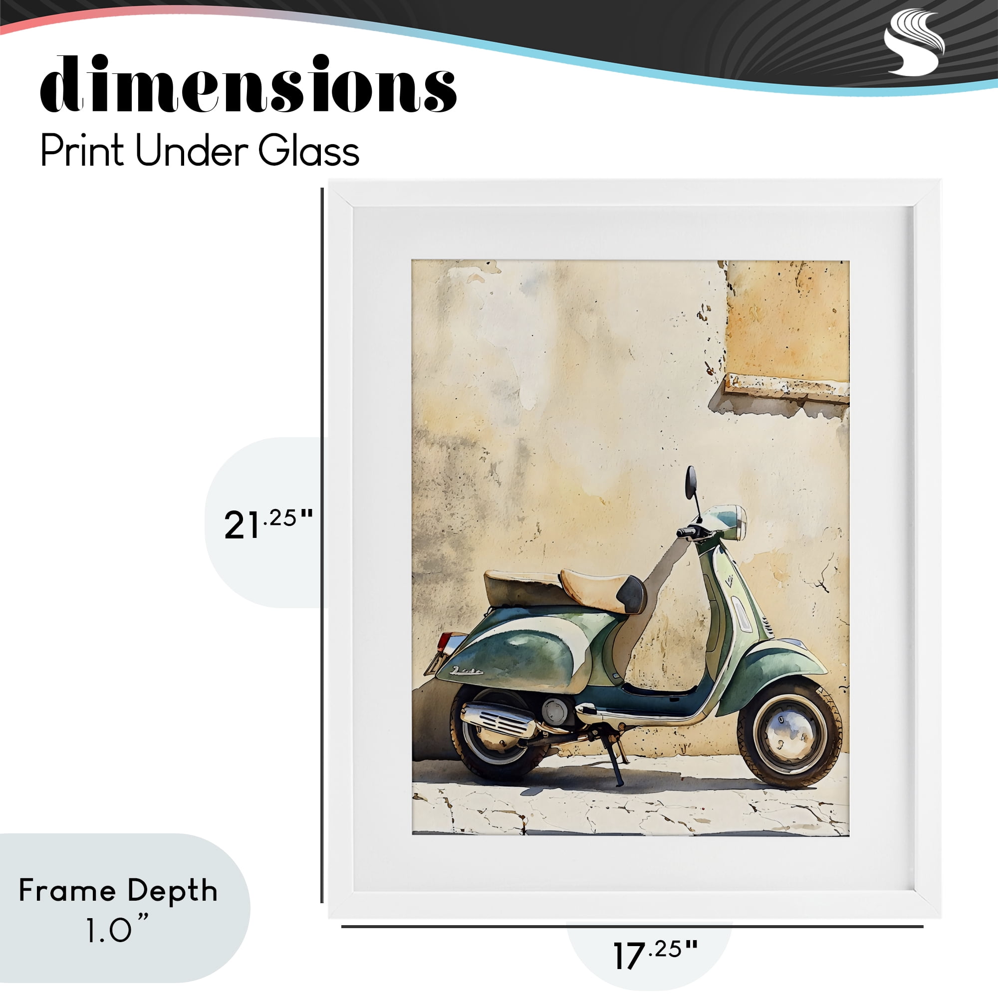 Stupell Industries Vintage Scooter on Italian Street White Framed Print Under Glass, design by LSR Design Studio