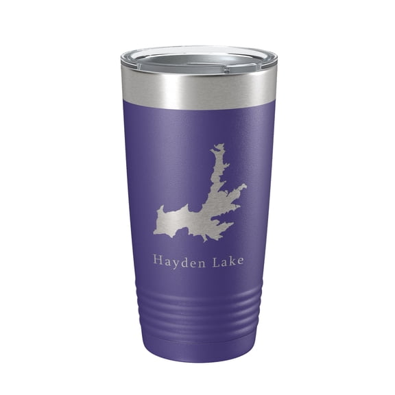 Hayden Lake Map Tumbler Travel Mug Insulated Laser Engraved Coffee Cup Idaho 20 oz Purple