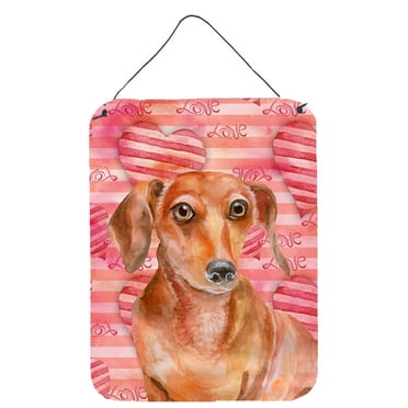 Carolines Treasures BB9794DS1216 Red Dachshund Love Wall or Door Hanging Prints Red 12WX16H multicolor