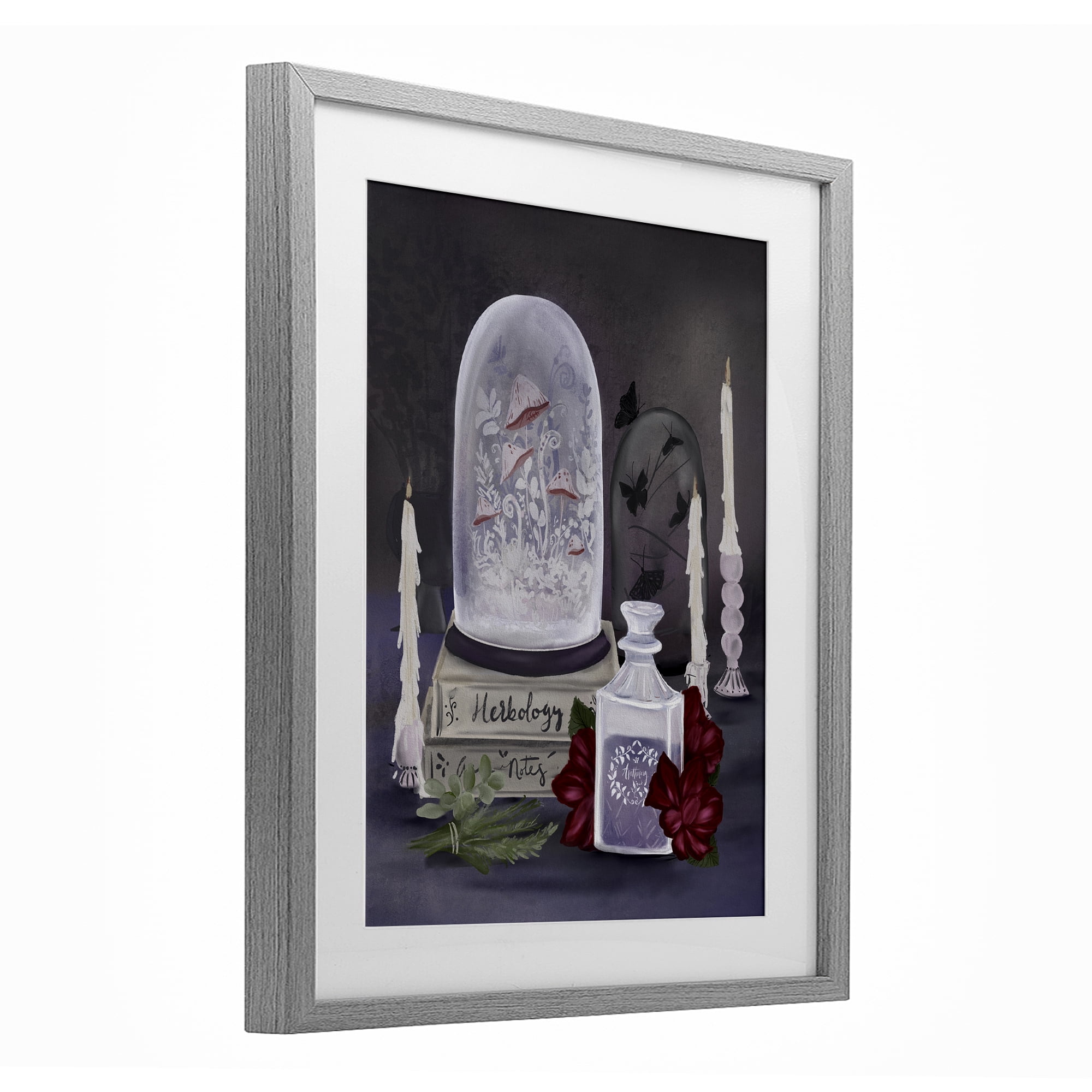 Stupell Industries Spooky Apothecary Vibes Gray Framed Print Under Glass, design by Adreane Fippinger