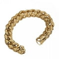 thumbnail image 5 of EOEMY 9" Men Chain Wristband Black Gold Silver Curb Link 316L Stainless Steel Bracelet-Gold, 5 of 6