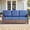 Blue Cushion & Brown Wicker-3 Seat Sofa, variant on Hommoo 75.2" Outdoor Brown Wicker Patio Sofa with Cushions, Outdoor 2 Seat Patio Furniture Sofa Couch, for Porch or Backyard, Blue