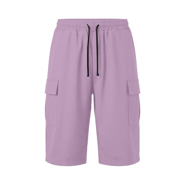 FhsagQ Male Cargo Short Pants for Men with Slanted Front Pockets and Backless Design for Utility Workwear Purple Size S