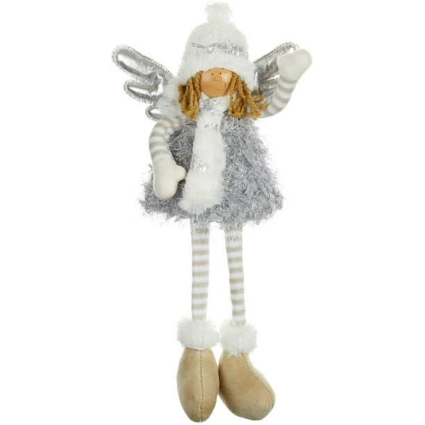 ReLive Plush Angel with Dangling Legs - 14.5 Inch Christmas Shelf Sitter - Silver - Walmart.com