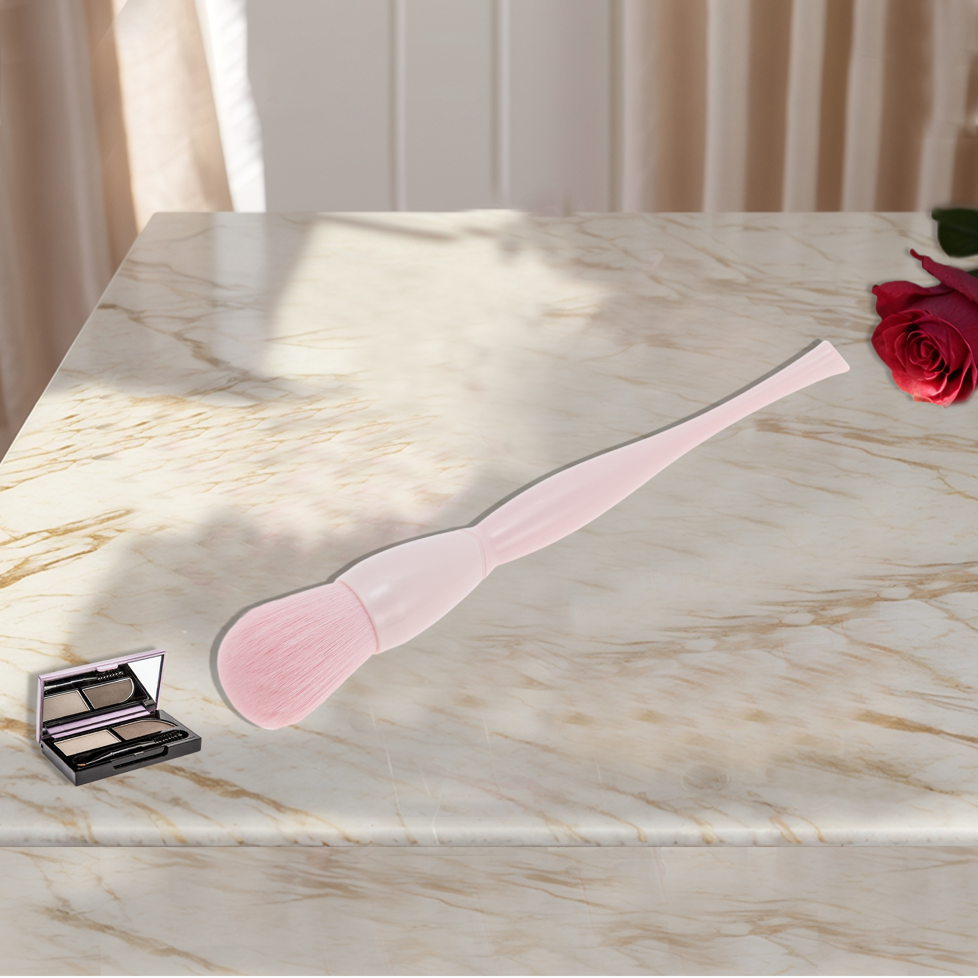 Unique Bargains 1 Pc Lightweight Blush Brush for Daily Makeup Application Light Pink