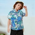 thumbnail image 2 of Xudanell Boys Button Down Shirt Holiday Beach Floral Tops Button up Holiday Shirts for Teens Light Blue 18-24 Months, 2 of 5