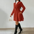 thumbnail image 5 of Women's Sweater Dress Cardigan Dress V-Neck Long Sleeve Button Front A Line Solid Color Knit Dress for Winter Casual,Deep Red,L, 5 of 7