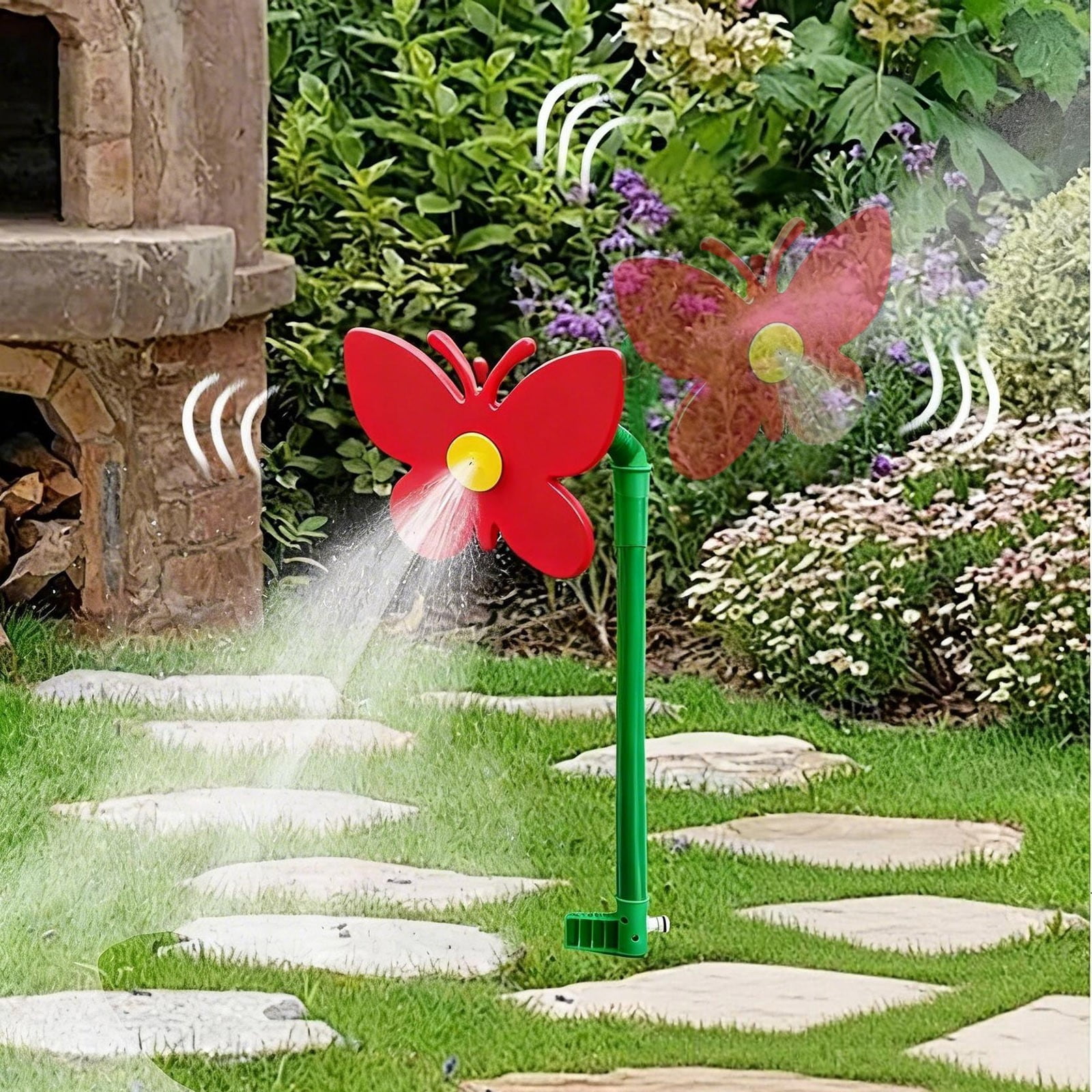 Butterfly Oscillating Garden Sprinkler – Fun Rotating Water Sprayer For Lawn Irrigation & Outdoor Play(Red-106X28Cm)
