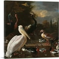 thumbnail image 1 of ARTCANVAS A Pelican and Other Birds Near a Pool - The Floating Feather 1680 Canvas Art Print by Melchior d-Hondecoeter - Size: 12" x 12" (1.50" Deep), 1 of 9