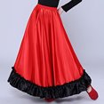 thumbnail image 4 of iiniim Kids Girls Ruffles Layers Long Skirt Spanish Flamenco Belly Dance Skirts Gypsy Folklorico A Red 180 Degree 7-8, 4 of 7