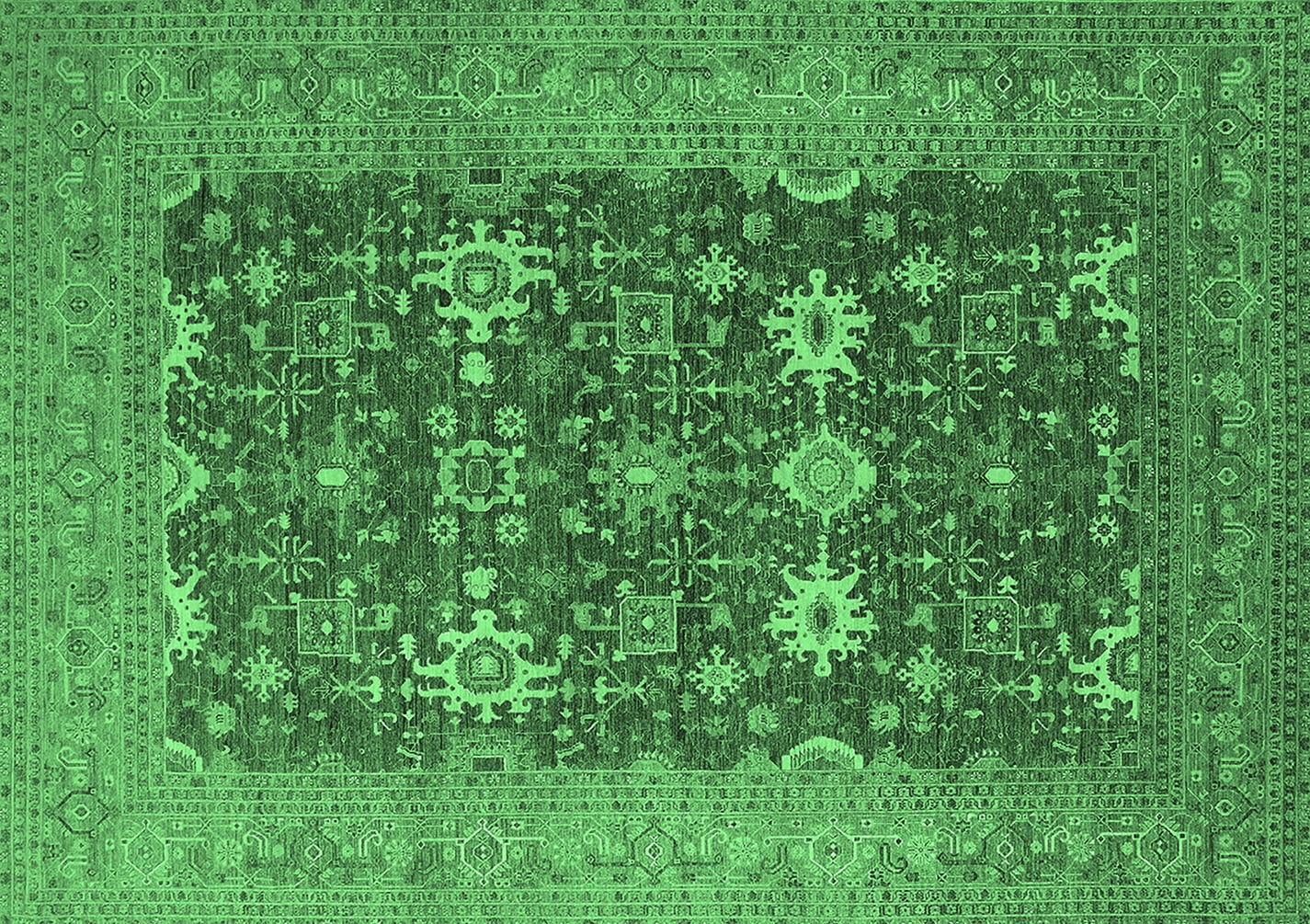 Ahgly Company Indoor Rectangle Oriental Emerald Green Traditional Area