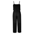 thumbnail image 6 of hopeusnice Women's Elastic High Waist Romper Overalls Shorts Solid Color Jumpsuits Fashion Summer Casual Beach Pants Wrinkled Layer Backless Workout Vacation Black M, 6 of 7