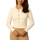 thumbnail image 1 of INSPIRE CHIC Women's Turn Down Collar Blouse Long Sleeve Basic Knitted Tops Beige M, 1 of 5