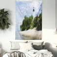 thumbnail image 3 of Vintage Beach Tapestry, Photo of Trees Lighthouse on a Beach Cloudy Sky Calm Nature Landscape Art, Wall Hanging for Bedroom Living Room Dorm Decor, 40"W X 60"L, Multicolor, by Ambesonne, 3 of 5
