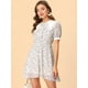 thumbnail image 2 of INSPIRE CHIC Vestido Floral Con Botones Y Decoración De Encaje Con Cuello De Mu?eca Para Mujer Blanco Violeta XL, 2 of 6