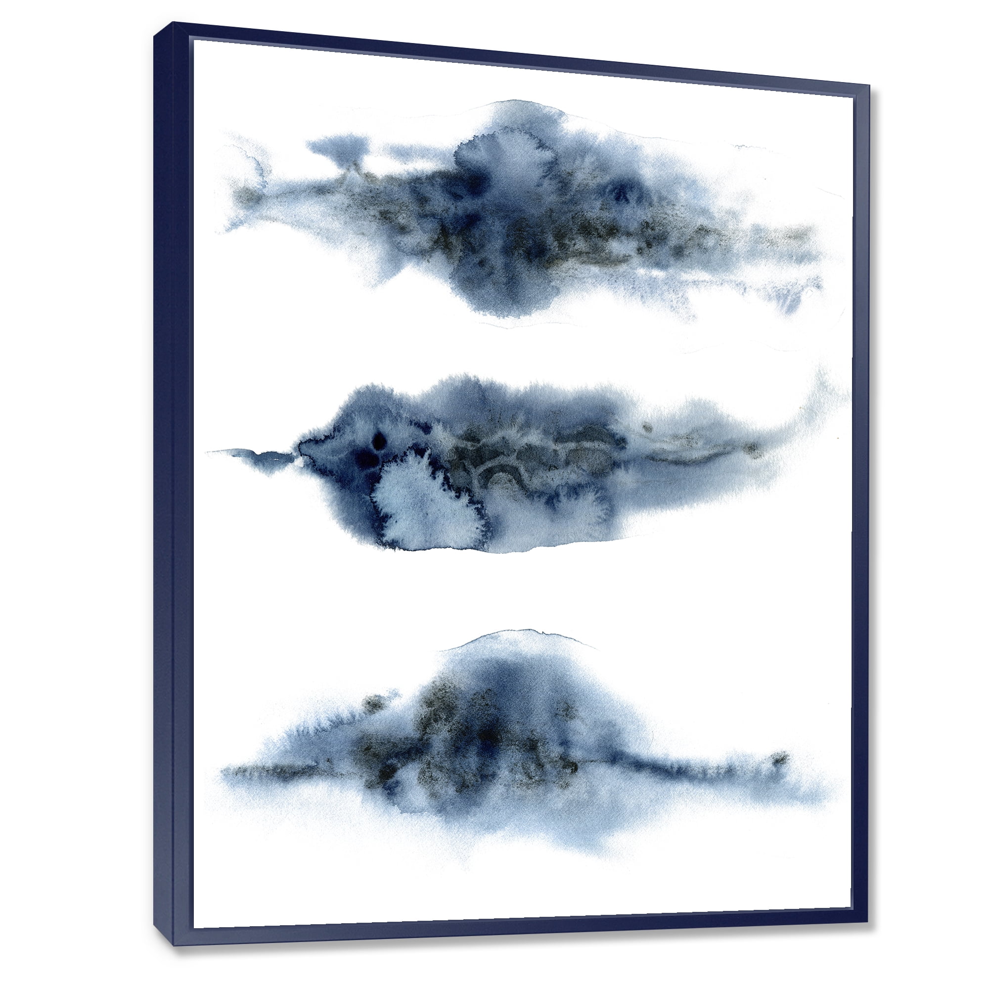 Designart 'Abstract Of Clouds Dark Blue Colored V' Modern Framed Canvas Wall Art Print