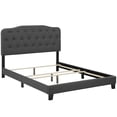 thumbnail image 5 of Modern Contemporary Urban Bedroom King Size Bed Frame, Faux Vinyl Leather, Grey Gray, Box Spring Required, 5 of 5
