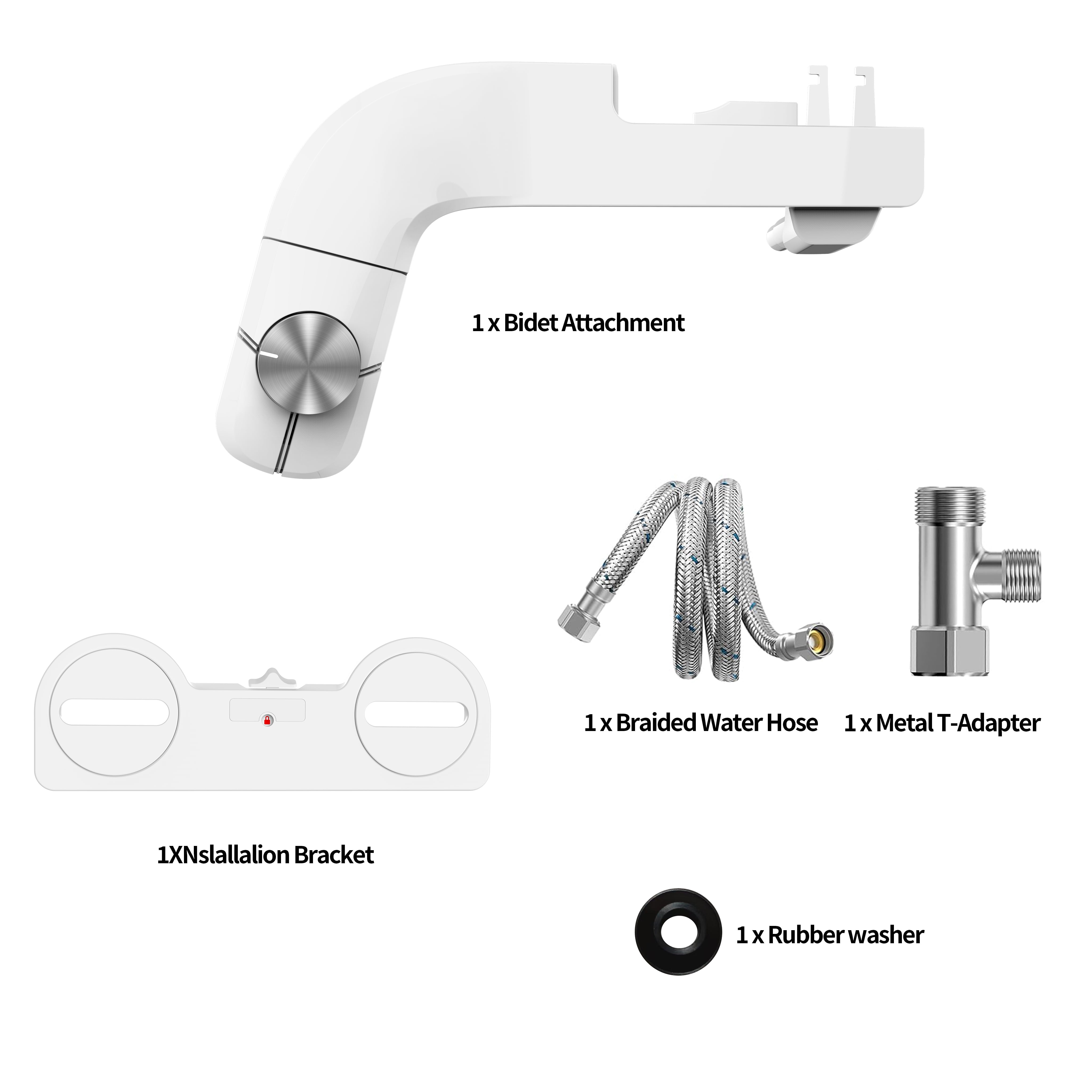 Jinxell Bidet Attachment, Non-Electric Cold Water Bidet Toilet Seat Attachment with Pressure Controls, Retractable Self-Cleaning Dual Nozzles for Frontal & Rear Wash