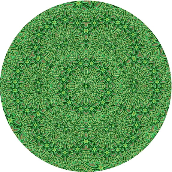 Ahgly Company Indoor Round Patterned Neon Green Area Rugs, 8' Round