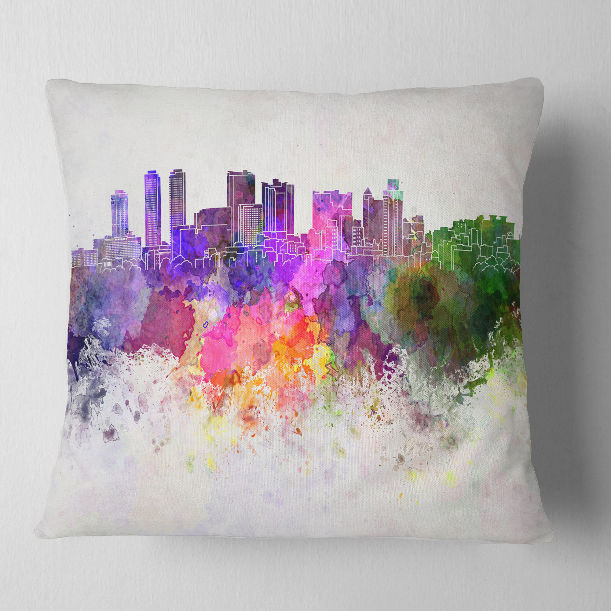 Designart Colombo Skyline - Cityscape Throw Pillow - 18x18